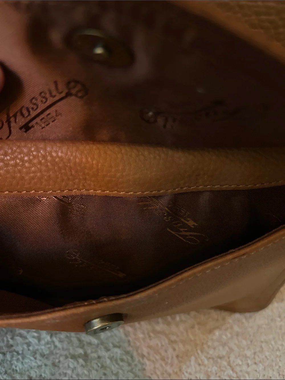 Classic Tan Leather Shoulder Bag By Fossil